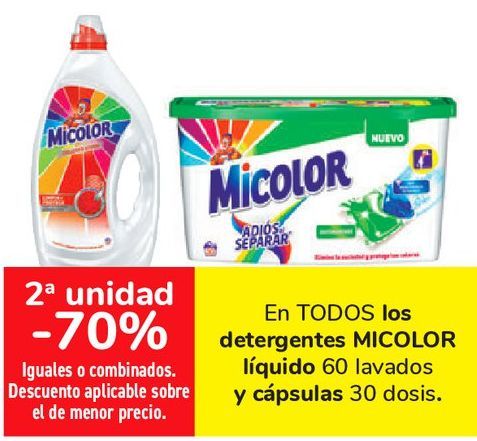 Oferta de En TODOS los detergentes MICOLOR Líquido y cápsulas  por 
