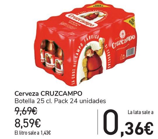 Oferta de Cerveza CRUZCAMPO por 8,59€
