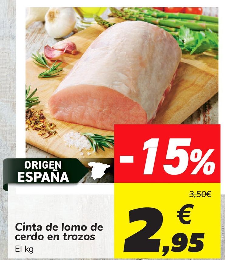 Oferta de Cinta de lomo de cerdo en trozos por 2,95€