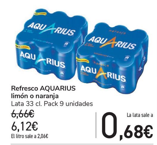 Oferta de Refresco AQUARIUS limón y naranja por 6,12€