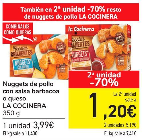 Oferta de Nuggets de pollo con salsa barbacoa o queso LA COCINERA  por 3,99€