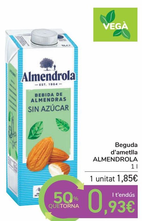 Oferta de Bebida de almendra ALMENDROLA  por 1,85€
