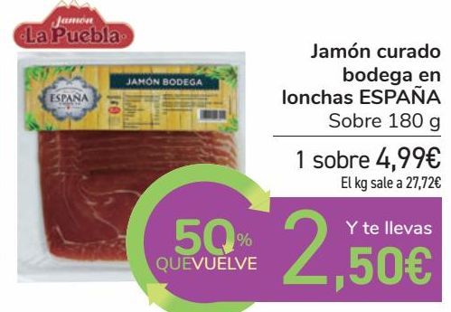 Oferta de Jamón curado bodega en lonchas ESPAÑA  por 4,99€