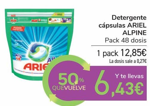 Oferta de Detergente cápsulas ARIEL ALPINE por 12,85€