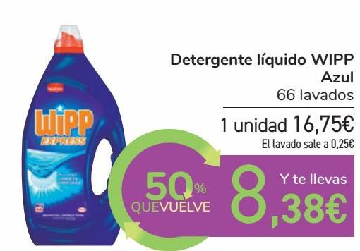 Oferta de Detergente líquido WIPP Azul por 16,75€
