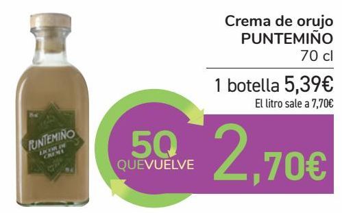 Oferta de Crema de Orujo PUNTEMIÑO por 5,39€