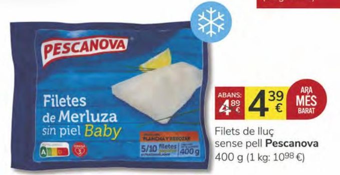 Oferta de Filets de lluç sense pell Pescanova 400 g por 4,39€
