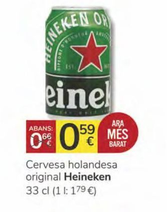 Oferta de Cervesa holandesa original Heineken 33 cl por 0,59€