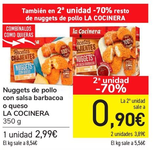 Oferta de Nuggets de pollo con salsa barbacoa o queso LA COCINERA  por 2,99€