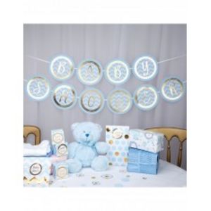 Oferta de GUIRNALDA BABY SHOWER CHEVRÓN AZUL por 5€ en Party Fiesta
