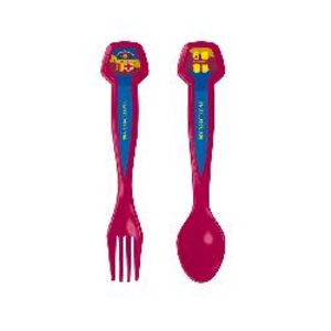 Oferta de CUBIERTOS FC BARCELONA 2PCS PLASTICO por 1,99€ en Tió Sam