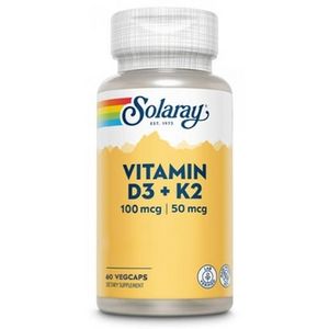 Oferta de Vitamina ​D3-K2 Solaray 60 cápsulas por 18,42€ en Planeta Huerto