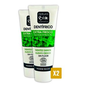 Oferta de Pack PROMO 2 uds Dentífrico Menta y Equinácea Bio Sin Flúor NaturaBio 75 ml por 6,89€ en Planeta Huerto