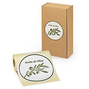 Oferta de Etiqueta redonda para cajas de aceite de oliva con diseño hoja de olivo por 48,05€ en RAJA