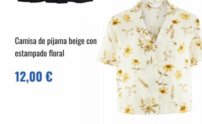 Oferta de Camisa de pijama beige con estampado floral  12,00 €  por 12€ en Primark