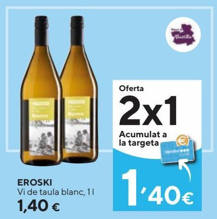 Oferta de Vino blanco Eroski por 1,4€ en Caprabo