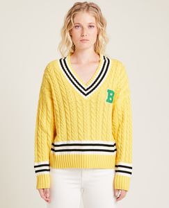 Oferta de Jersey de punto trenzado con cuello de pico por 29,99€ en Pimkie