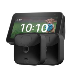Oferta de Pantalla inteligente con Alexa - Amazon Echo Show 5 (2ª gen, mod. 2021), HD 5.5”, 2MP, Negro + Blink Outdoor 2 por 154,98€ en Media Markt