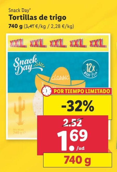 Oferta de Tortillas de trigo Snack Day por 1,69€