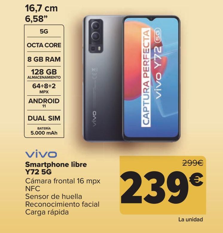 Oferta de Vivo smartphone libre Y72 5G por 239€