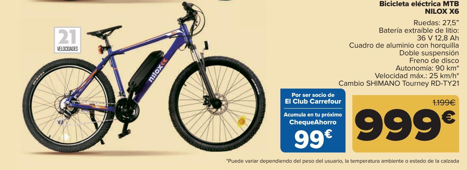 Oferta de Bicicleta eléctrica MTB NILOX X6 por 999€