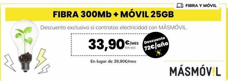 Oferta de Electricidad Másmovil por 72€ en MÁSmóvil
