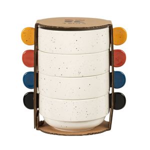 Oferta de Coffret bols (x4) en grès beige anses multicolores por 34,99€ en Maisons du Monde