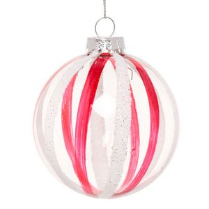 Oferta de Boule de Noël en verre transparent à rayures rouges et blanches por 5,7€ en Maisons du Monde