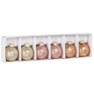 Oferta de Mini boules de Noël en verre rose, doré et corail (X6) por 5,9€ en Maisons du Monde