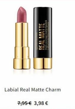Oferta de REAL MATTE  High coverage matte lipstick  Labial Real Matte Charm  7,95 € 3,98 €  en Equivalenza