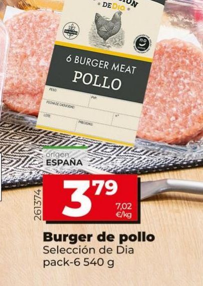 Oferta de Hamburguesas de pollo por 3,79€ en Dia Market