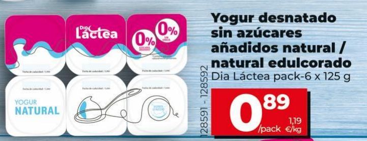 Oferta de Yogur desnatado por 0,89€ en Dia Market