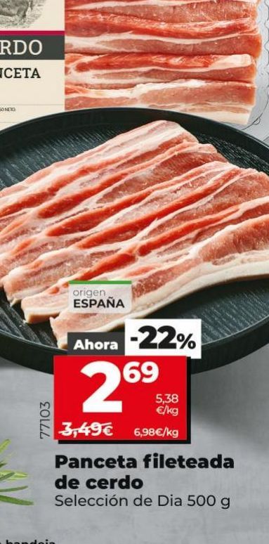 Oferta de Panceta fileteada de cerdo por 2,69€ en Dia Market
