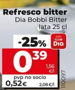 Oferta de Refrescos Bitter Kas por 0,39€ en Dia Market