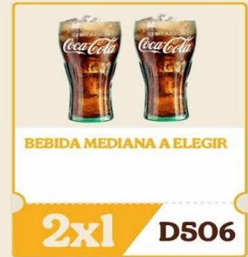 Oferta de ESO AZUCA  Coca-Cola Coca-Cola  TOY  BEBIDA MEDIANA A ELEGIR  2x1 D506  en Burger King