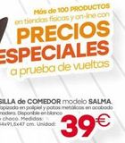 Oferta de Silla de comedor  por 39€ en Tifón Hipermueble