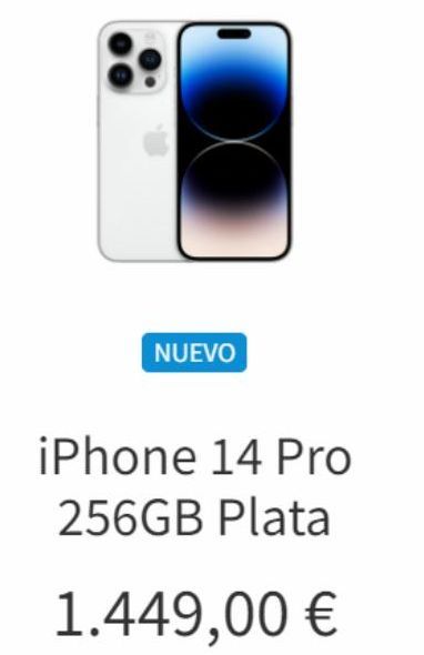 Oferta de NUEVO  iPhone 14 Pro  256GB Plata  1.449,00 €  en K-tuin