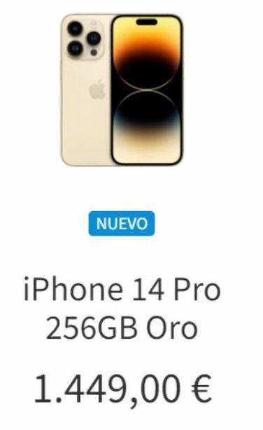 Oferta de NUEVO  iPhone 14 Pro  256GB Oro  1.449,00 €  en K-tuin