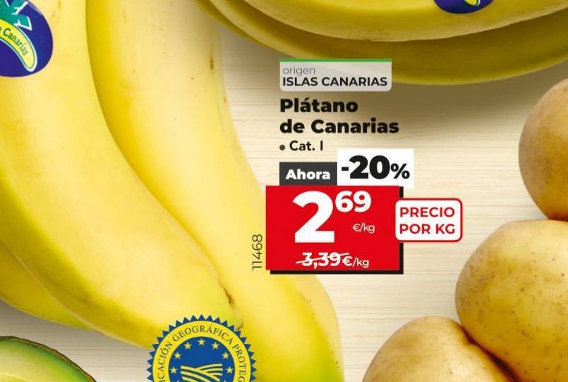 Oferta de Plátanos de Canarias por 2,69€ en Dia Market