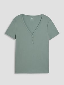 Oferta de Mujer | Camiseta manga corta tipo Henley por 20€ en GAP