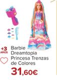 Oferta de Barbie Dreamtopia Princesa Trenzas de colores por 31,6€ en Carrefour