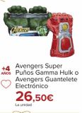 Oferta de Avengers super Puños Gamma Hulk o Avengers Guantelete Electrónico por 26,5€ en Carrefour