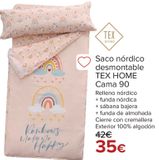 Oferta de Saco nórdico desmontable TEX HOME Cama 90 por 35€ en Carrefour