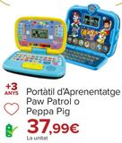 Oferta de Portátil de Aprendizaje Paw Patrol o Peppa Pig por 37,99€ en Carrefour