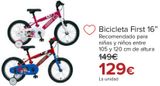 Oferta de Bicicleta First 16" por 129€ en Carrefour