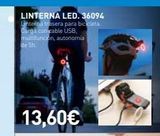 Oferta de LINTERNA LED. 36094  Linterna trasera para bicicleta Carga con cable USB, multifunción, autonomia de 5h.   en Ferbric