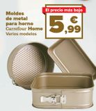 Oferta de Moldes de metal para horno Carrefour Home  por 5,99€ en Carrefour