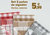 Oferta de Set 3 paños de algodón  por 5,99€ en Carrefour