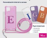 Oferta de E  IGB  Pack total look  Carcasa lisa Inicial glitter  ■ Colgante  14,99€  por 14,99€ en Phone House
