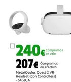 Oferta de Meta/Oculus Quest 2 VR  Headset (Con Controllers)  - 64GB, A por 207€ en CeX